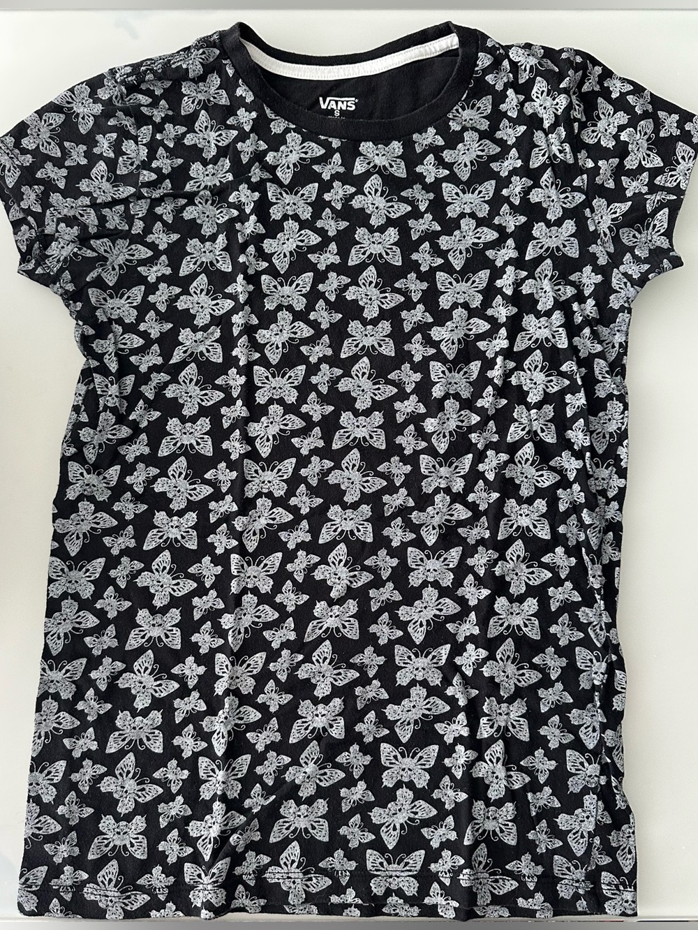 Vans Girls' Black Butterfly Print T-shirt Small